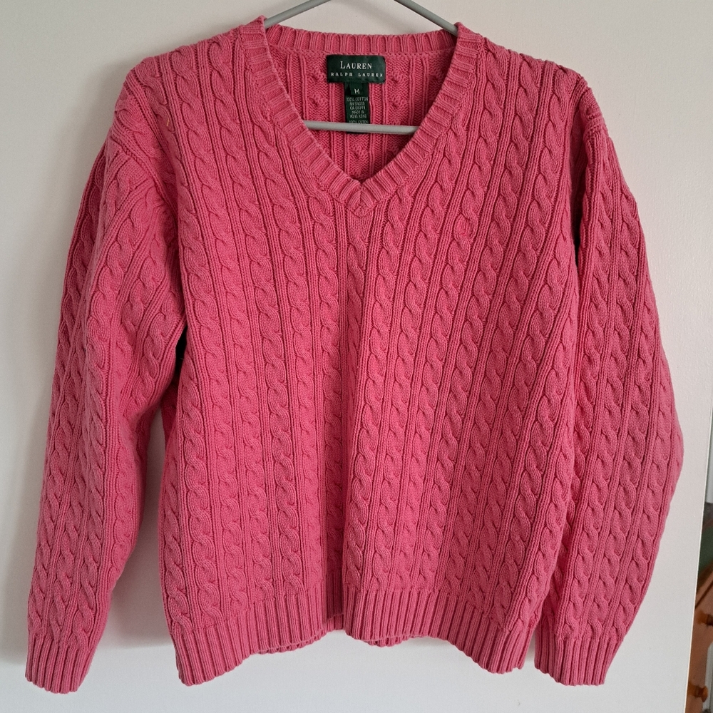 Lauren Ralph Lauren Pink Cable Knit Sweater
